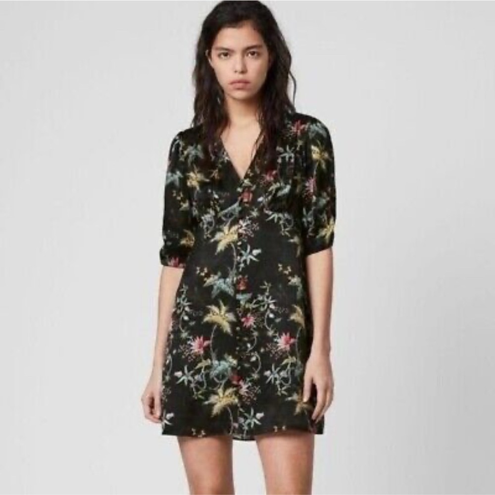 All Saints Black Floral Dress